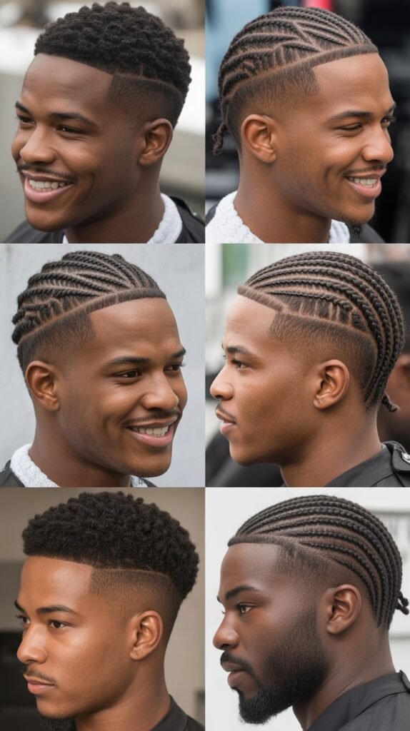Low Fade With Basket Weave Cornrow Pattern