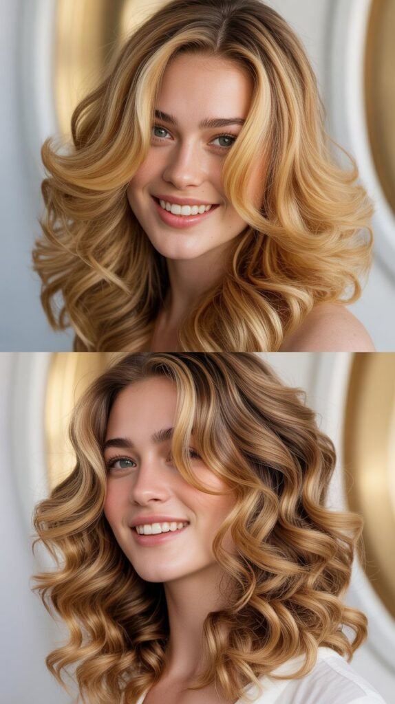 Golden Ombré with Long Layered Curls