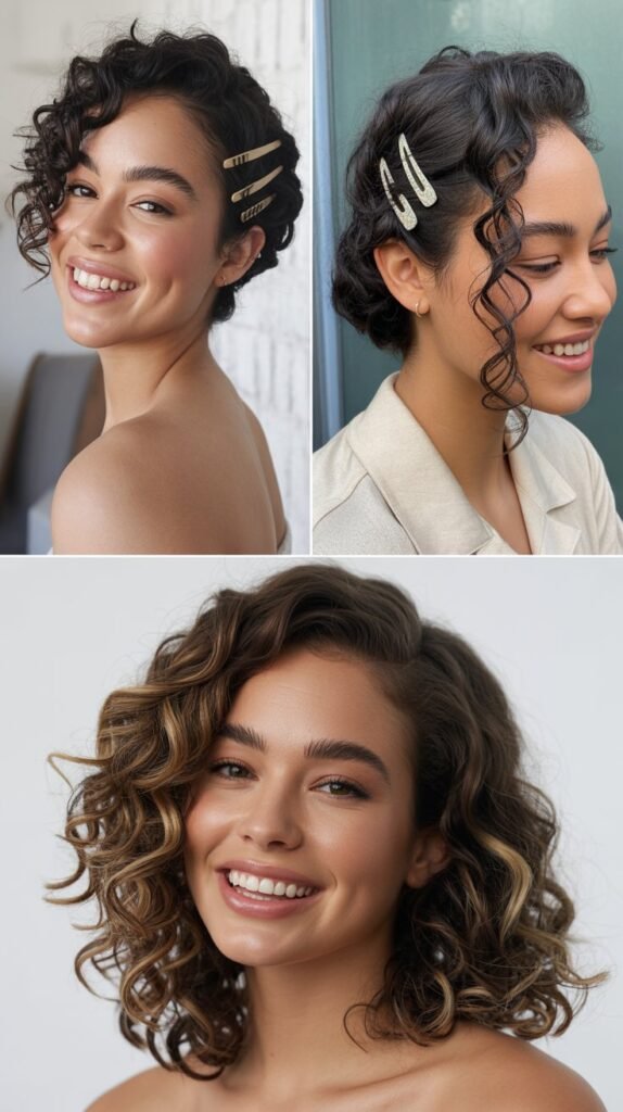 Asymmetrical Side-Pinned Curls