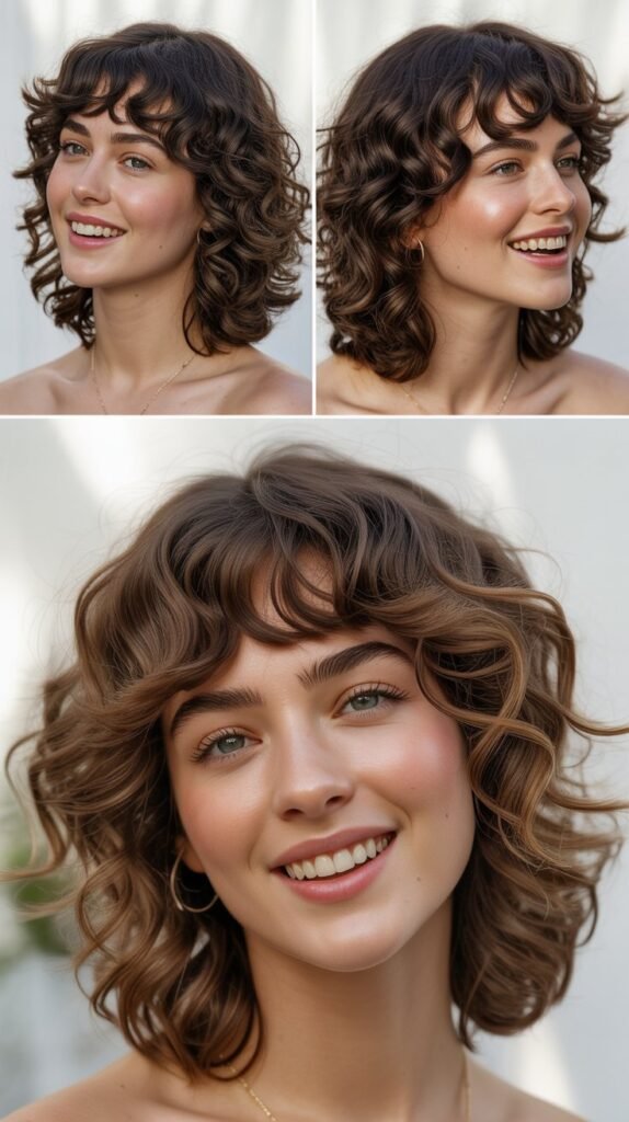 Curly Fringe with Medium Length