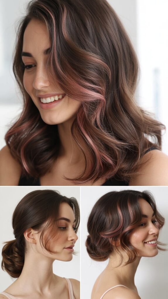 Dark Chocolate Extensions with Rose Gold Tones