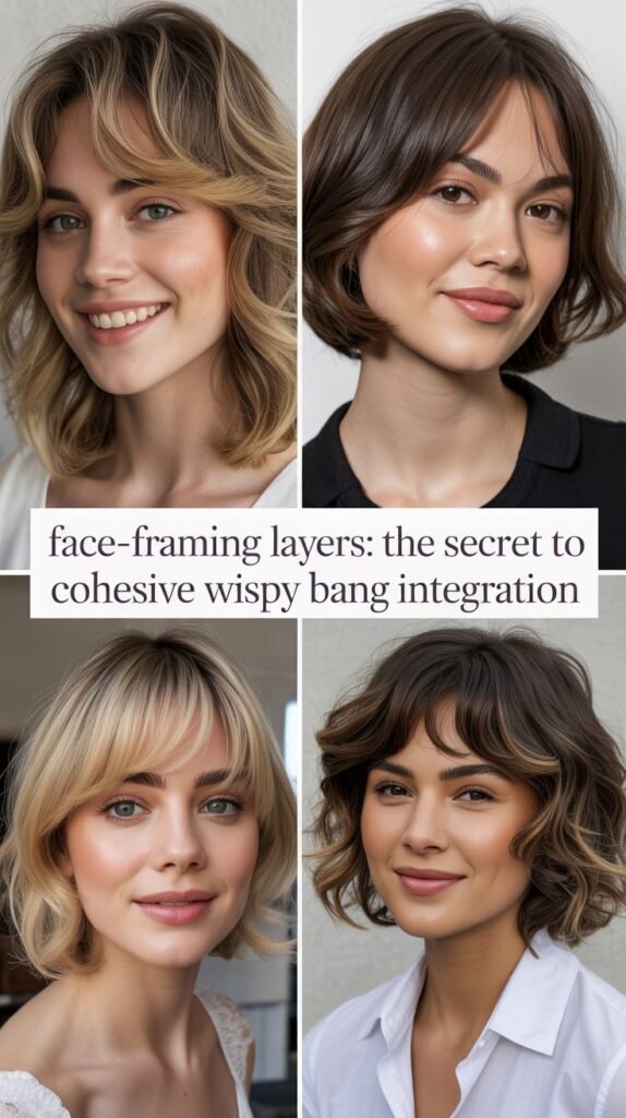 Face-Framing Layers: The Secret to Cohesive Wispy Bang Integration
