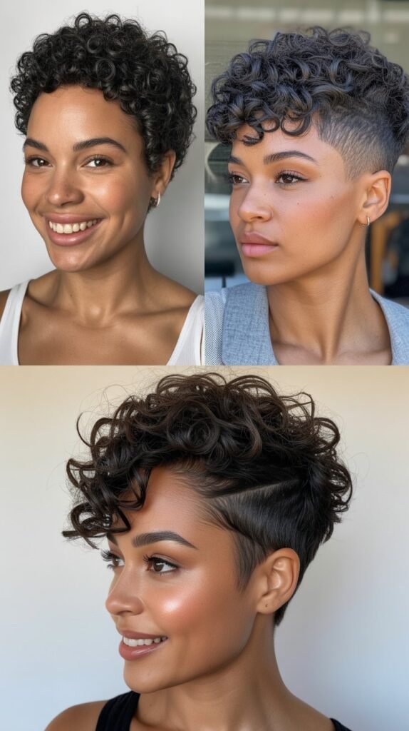 Curly Pixie with Tapered Nape