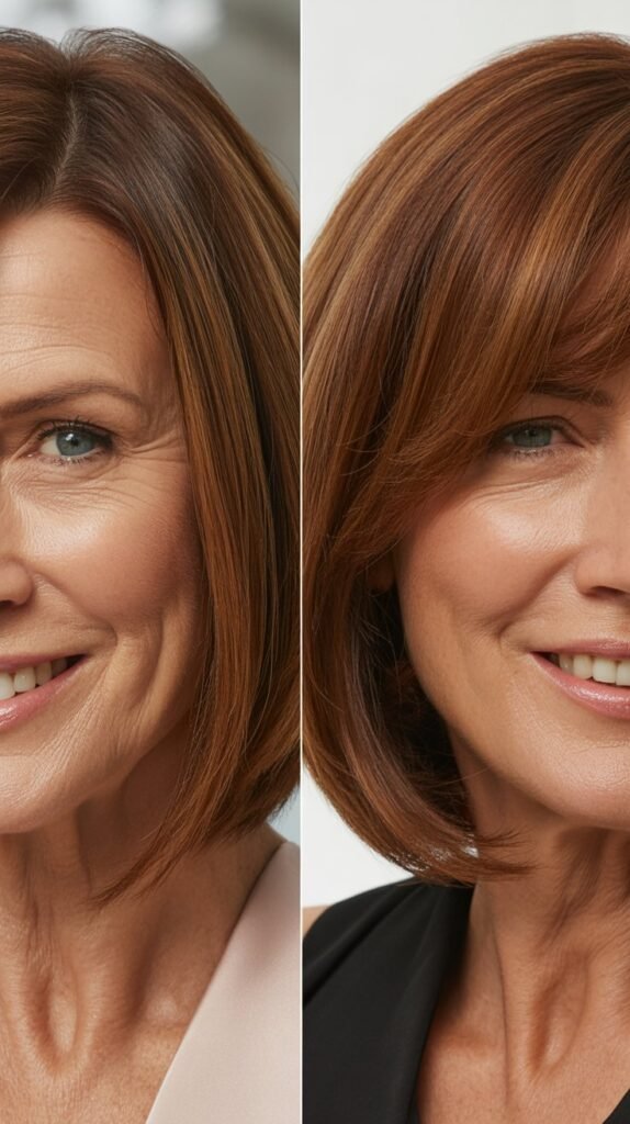 Polished Lob with Swooped Bangs