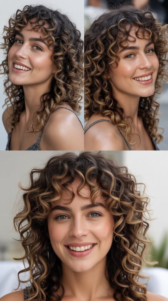 Curly Mullet With Contrasting Caramel