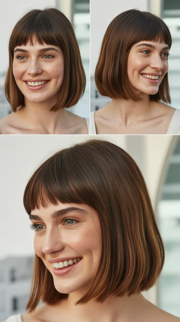 Blunt Lob With Micro Bangs