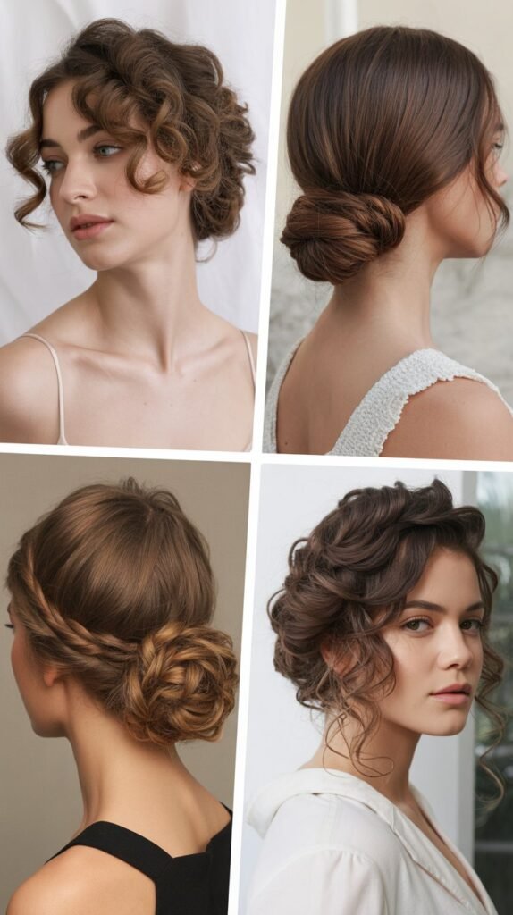  Elegant Rolled Updo with Curls