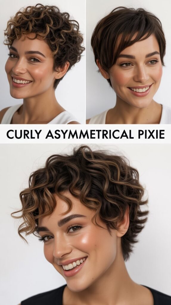 Curly Asymmetrical Pixie