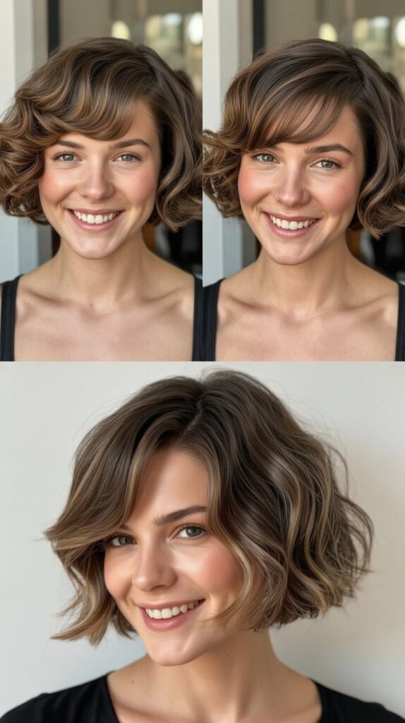 Voluminous Bob With Side-Swept Bangs