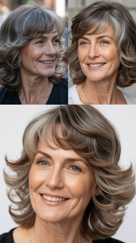 Layered Waves with Arched Bangs