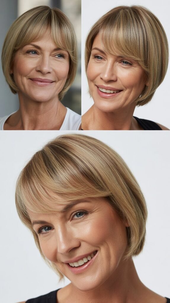 Straight Blunt Cut with Wispy Bangs