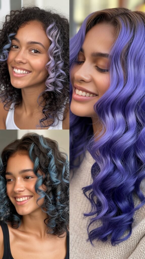  Royal Purple Full Sew-In With Blue Underlayers