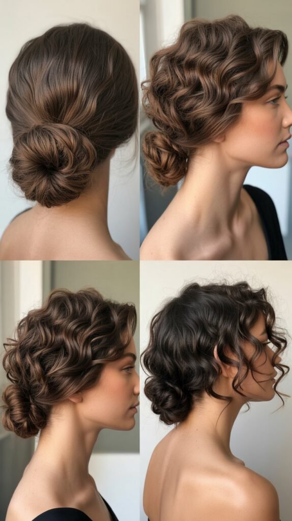  Elegant Side Chignon with Curly Texture