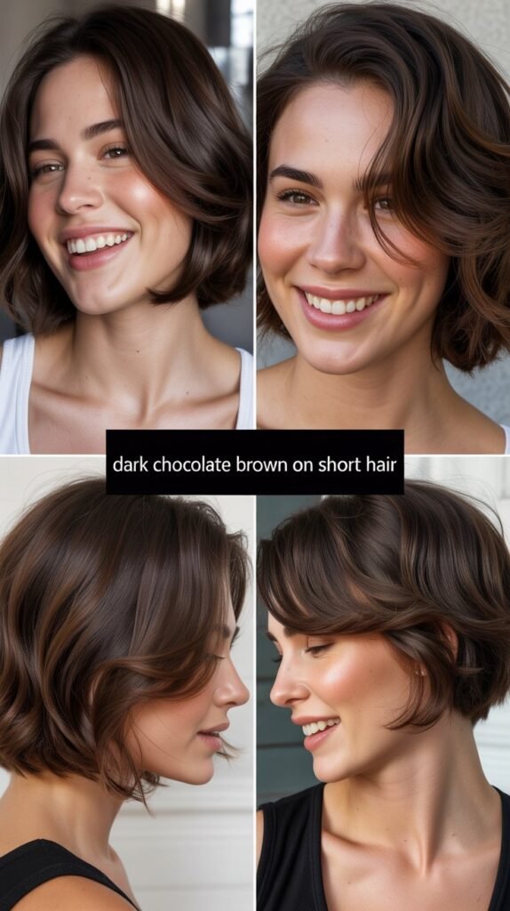  Dark Chocolate Brown on Short Hair