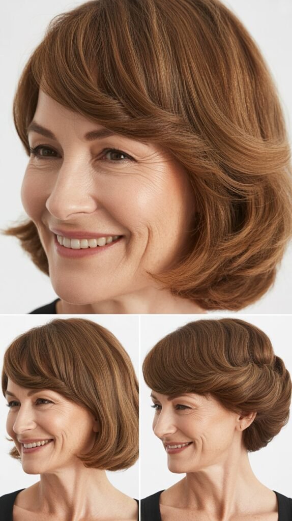 Sleek Waves with Baby Bangs