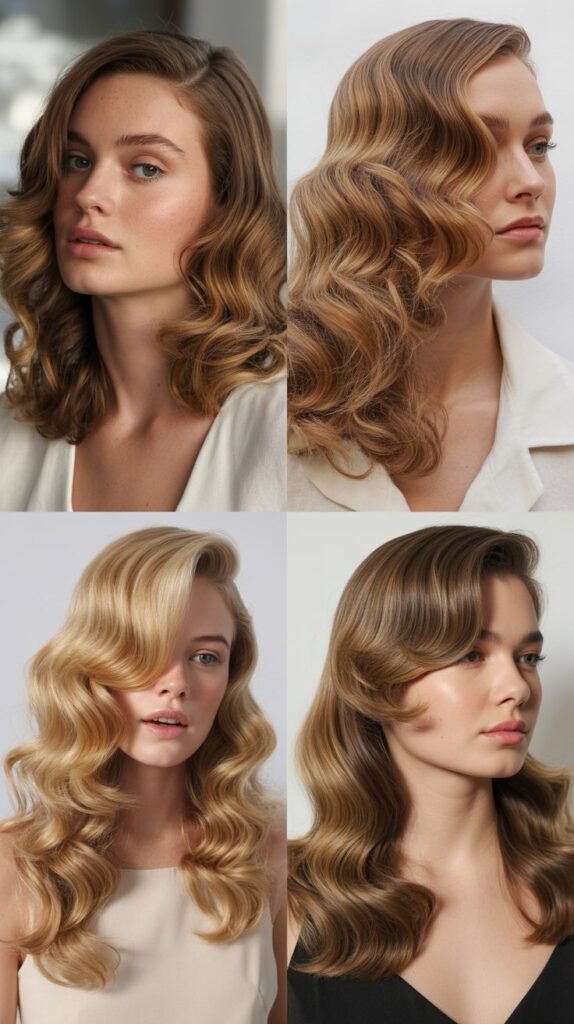 Voluminous Side-Swept Hollywood Waves