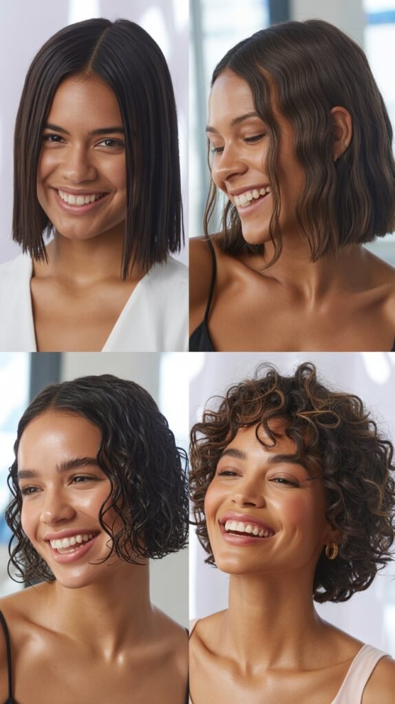 The Blunt Lob With Wet Look Styling