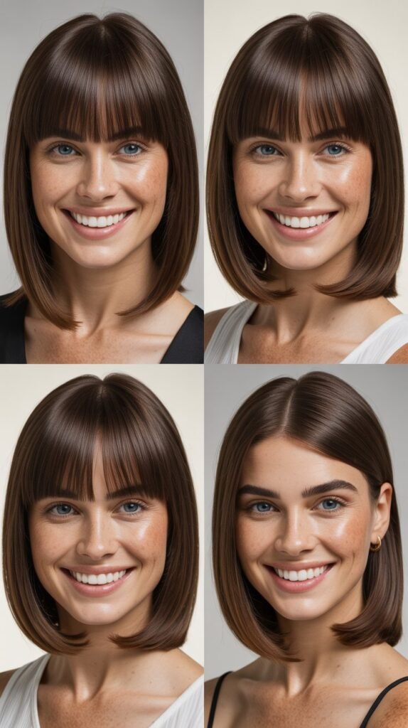  Blunt Long Bangs with Sleek Medium Cuts