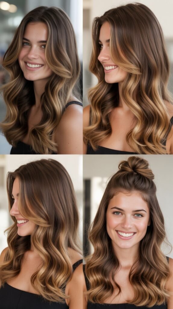 Caramel Highlights with Beach Waves