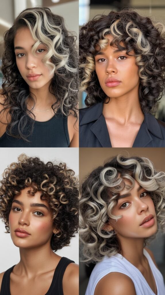  Platinum Money Piece on Natural Curls