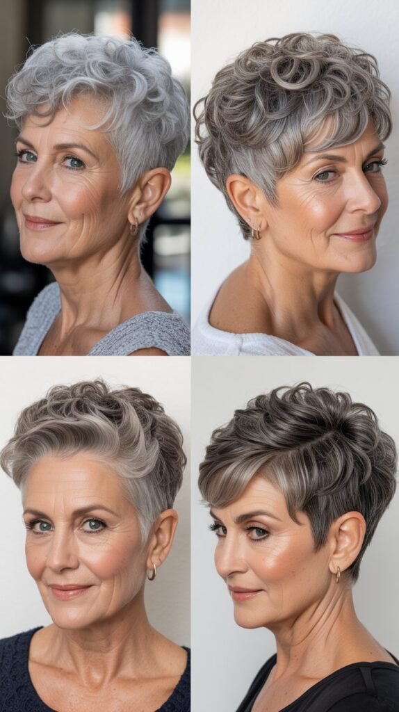 Textured Curly Pixie with Undercut Detail