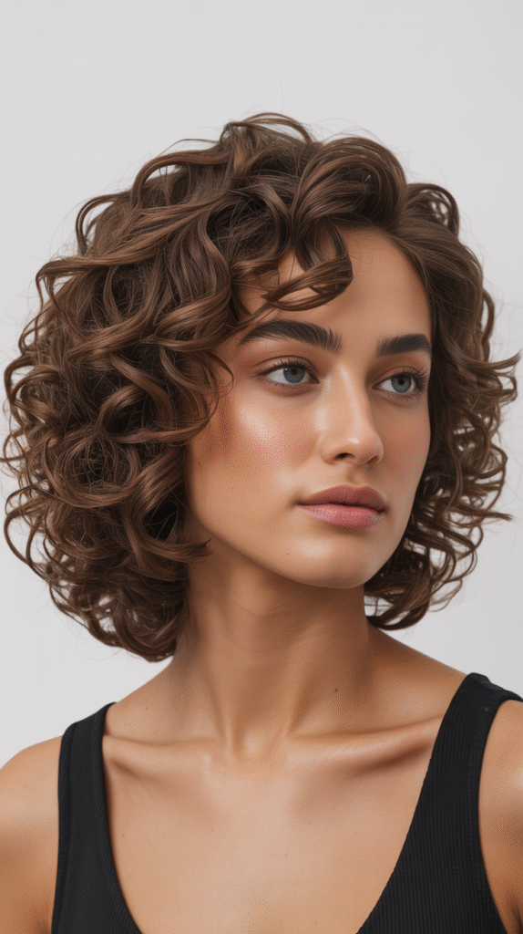 Asymmetrical Curly Lob for Diamond Faces