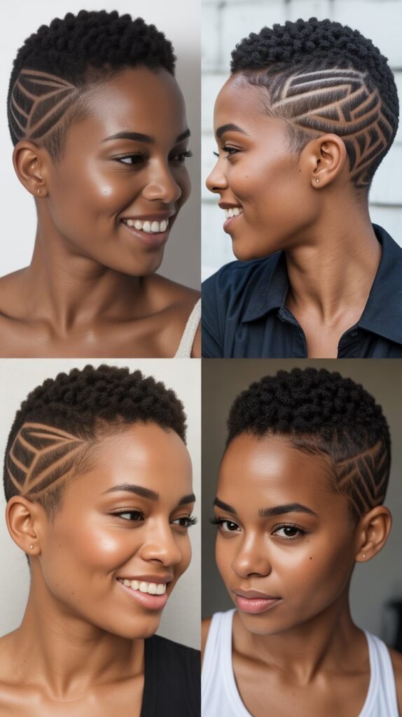 Pixie with Geometric Shaved Patterns