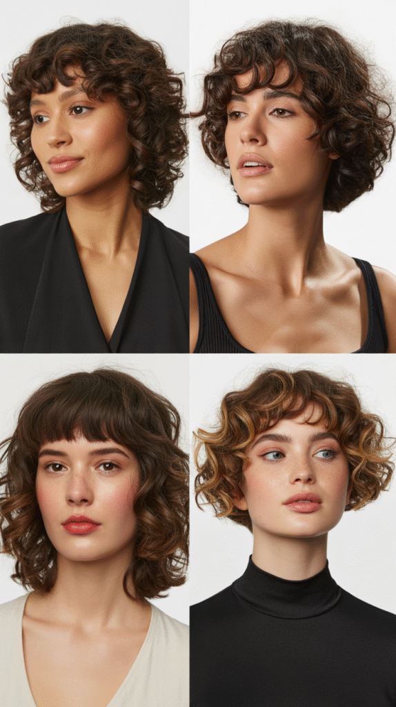 Curly Bob with Bangs