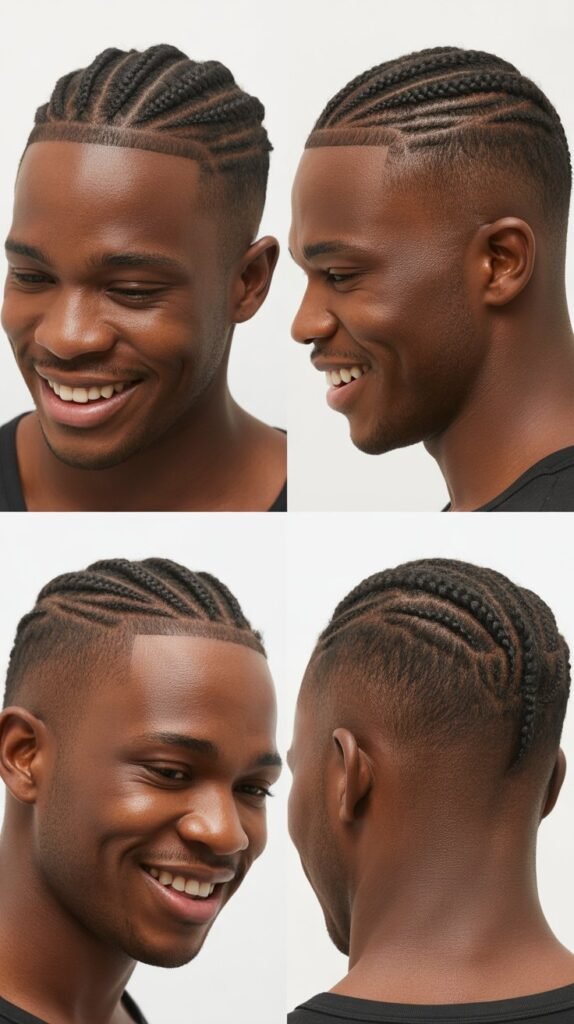 High and Tight Fade With Minimal Cornrows