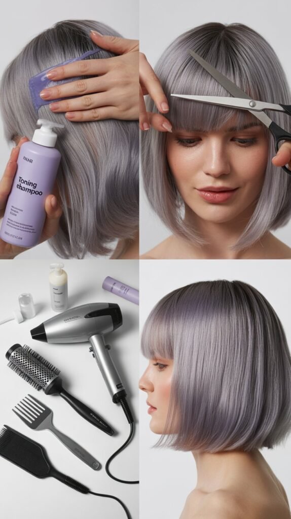 Maintenance Tips for Gray Hair with Bangs