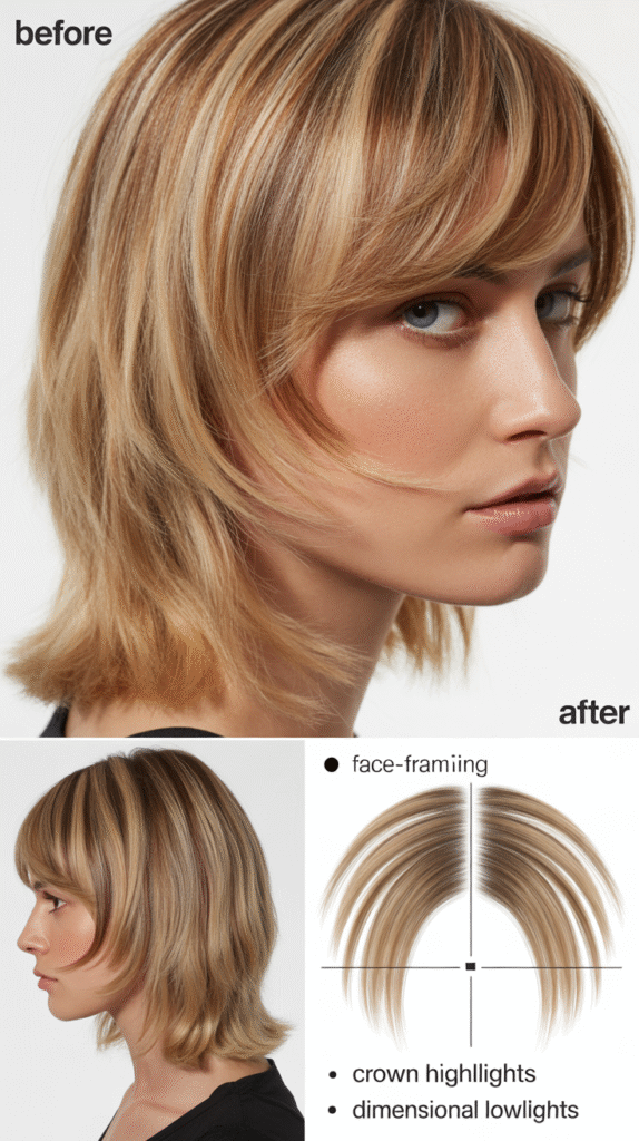  Wispy Bangs With Face-Framing Highlights and Layers
