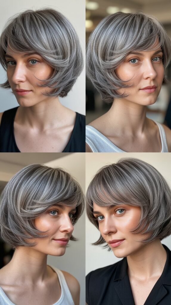 Stacked Bob with Curtain Fringe