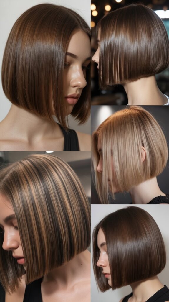  Sleek One-Length Bob Transition