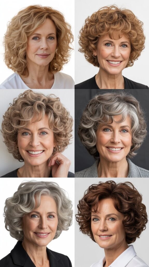 Dimensional Curly Cut with Color-Enhanced Volume