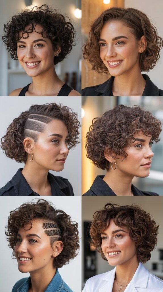  Curly Textured Undercut Bob