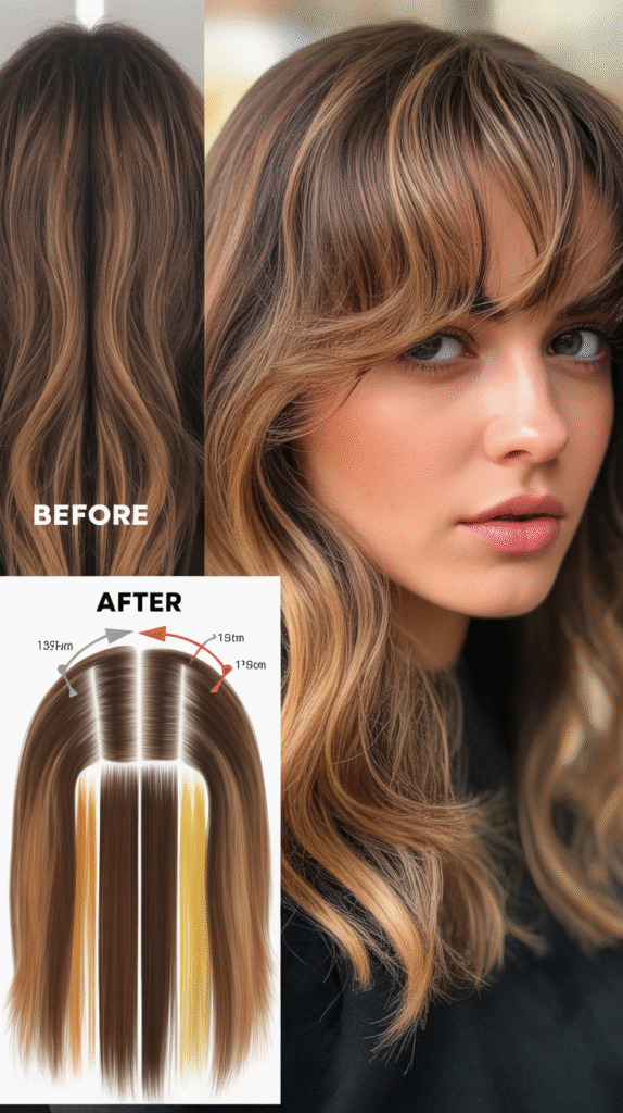 Wispy Bangs With Layered Highlights and Dimension