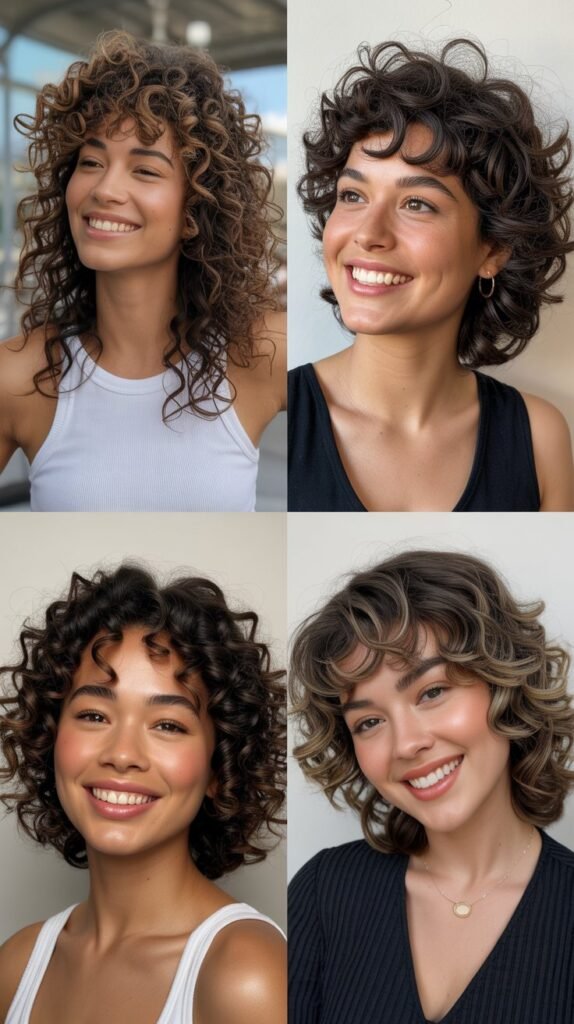 The Curly V-Cut: Dramatic Shape