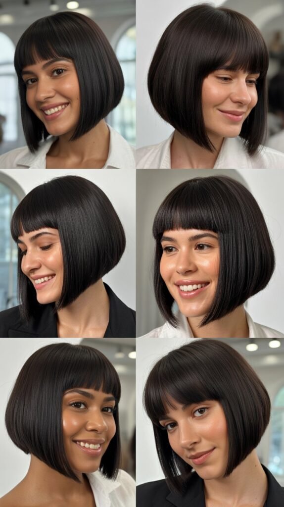 The Blunt Bob With Slicked Side Part