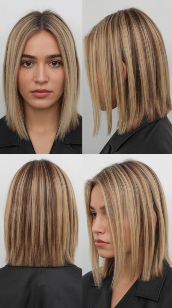 Blunt Cut With Money Piece Highlights