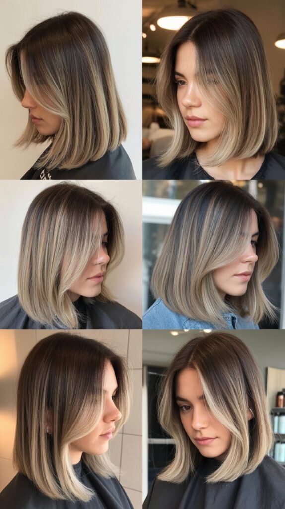 Blunt Cut with Balayage Face Frame
