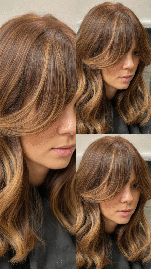 Wispy Bangs with Money Piece Layers