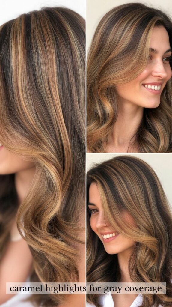 Caramel Highlights for Gray Coverage