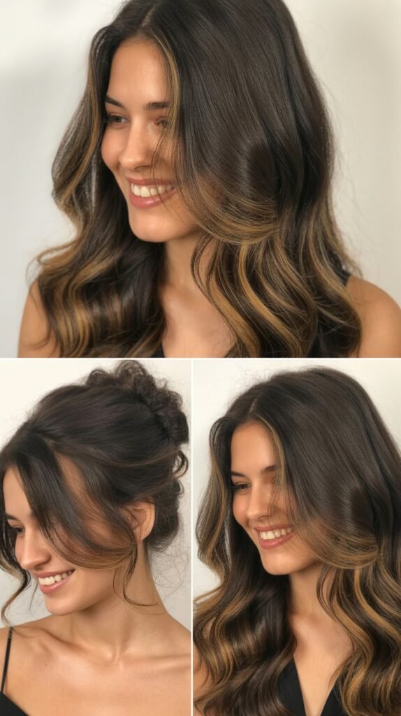  Dark Chocolate Extensions with Face-Framing Highlights