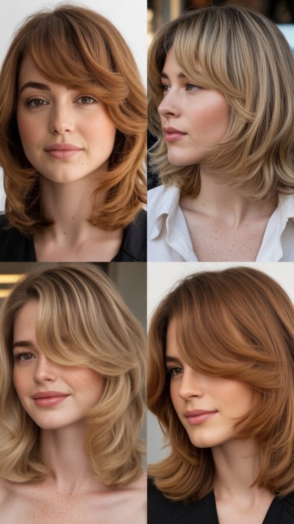 Curved Side Bangs With Butterfly Layering