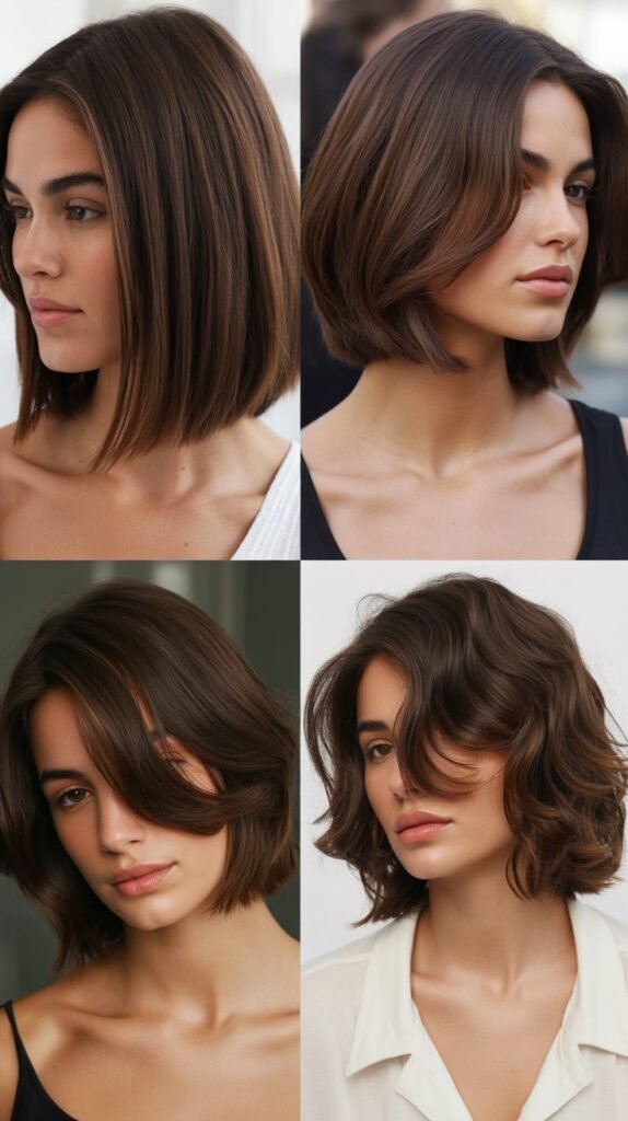 Dark Chocolate Brown Soft Layered Bob