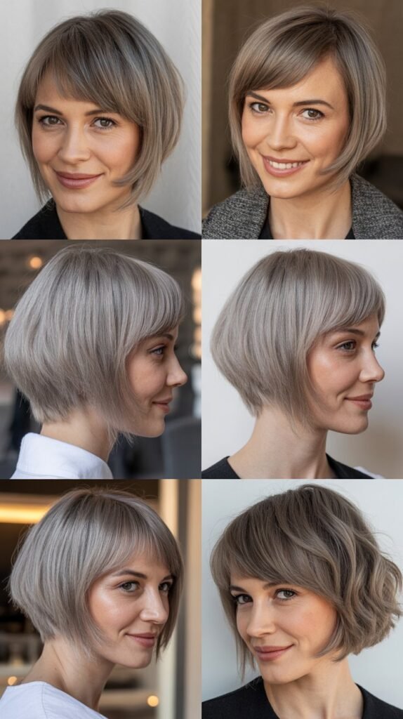  Asymmetrical Bangs With Gray Angled Bob