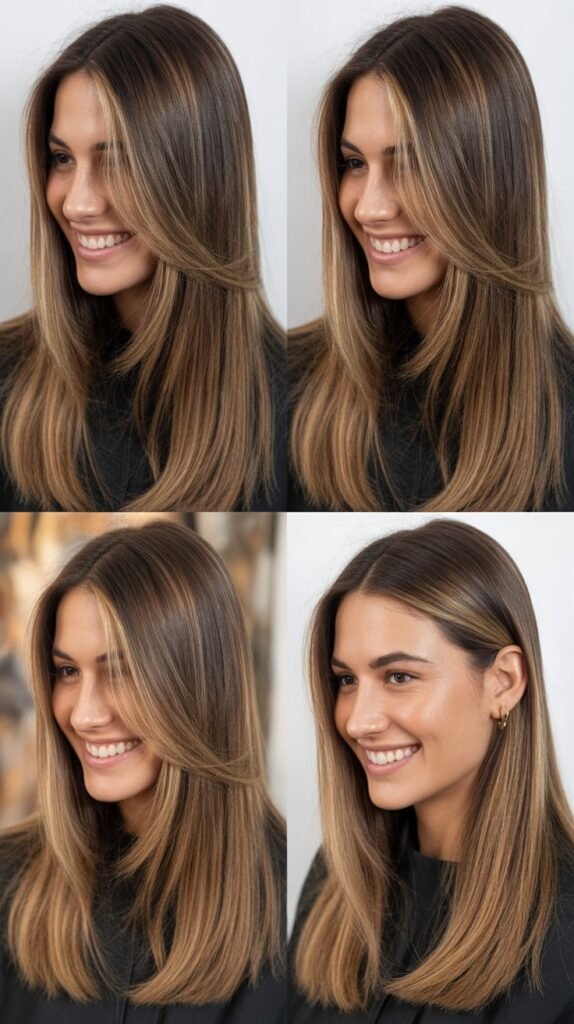 Caramel Highlights on Straight Hair