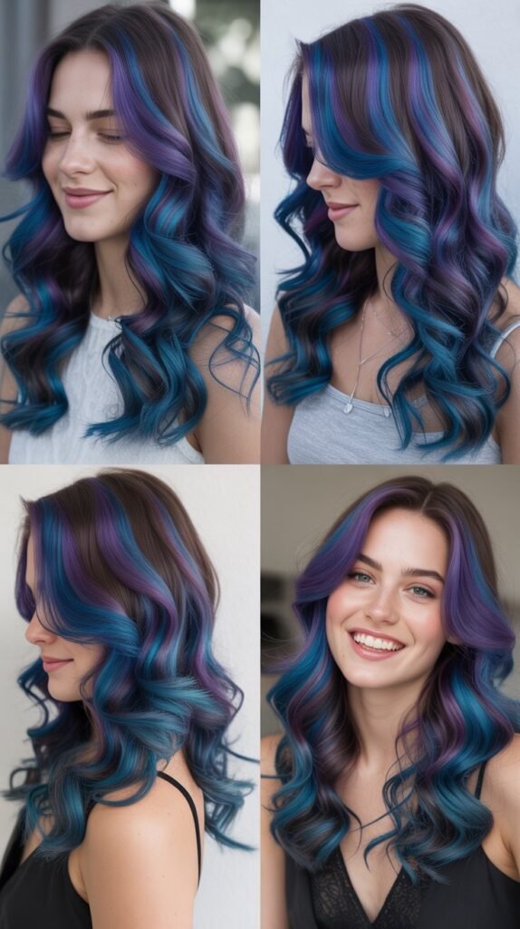 Mermaid Blue-Purple Waves With Dark Roots