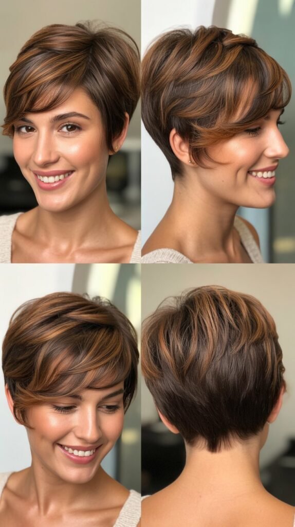  Mocha Ombré with Stacked Pixie Layers