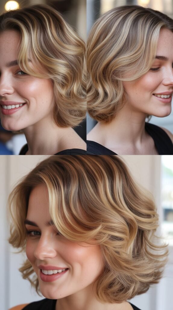 Champagne Highlights with Textured Lob Layers